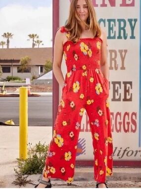 Toad & Co Gemina Sleeveless Jumpsuit Winterberry Floral Print Women’s Size M